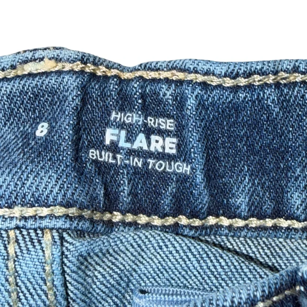 Old Navy Kids High-Rise Flare Jeans Medium Wash Studded Size 8 Built-In Tough